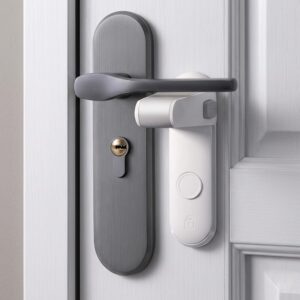 TINSY Child Safety Door Lever Lock, Baby Proof Door Handle Lock with One-Hand Operation, No Drill Adhesive Install, ABS+POM Durable Design, Toddler Safety Lock for Lever Handles (Grey)