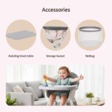 TINSY 3-in-1 Convertible Baby High Chair | Feeding to Dining Mode | Adjustable Structure | Sturdy Frame | Polypropylene Build | Toddler Infant Seating | Safe Support | Grey & White