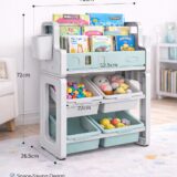 TINSY Storage Book Shelf for Kids | Mixed Compartment Design | Reinforced Frame | Kid-Friendly Height Access | Bedroom Organizer | Boys and Girls | Polypropylene Build | Green