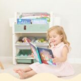 TINSY Storage Book Shelf for Kids | Mixed Compartment Design | Reinforced Frame | Kid-Friendly Height Access | Bedroom Organizer | Boys and Girls | Polypropylene Build | Green