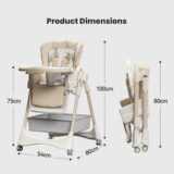 TINSY High Chair Polypropylene Safety Belt Secured Seat | Elevated Dining Support | Heavy-Duty Frame | Tray Lock System | Scratch-Resistant Finish | Boys & Girls