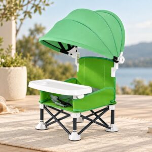 TINSY Foldable Baby Beach Chair | Lightweight, Travel-Friendly Outdoor Seat | Includes Travel Bag | Durable Stable Frame | Compact & Easy to Carry (White, Supports Up to 12 kg)
