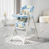 TINSY Baby Adjustable High Chair | Dual Tray System for Feeding | Anti-Slip Feet for Stability | Comfortable Cushion Seat | Boys and Girls