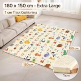 TINSY Extra Thick Baby Play Mat (0.8 cm & 1.0 cm) – 180 × 150 cm Reversible Foldable Foam Playmat, Non-Toxic Waterproof Crawling Mat, Anti-Slip Cushion Floor Mat for Babies & Toddlers