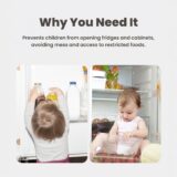 TINSY Child Safety Fridge Lock for Double Door Refrigerator & Cabinet, Adjustable French Door Lock (70–90mm), No Drill Adhesive Baby Safety Lock, Strong 15kg Hold Toddler Proof Cabinet Lock