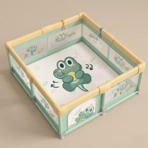 TINSY Fabric Playpen 150 x 180 cm for Toddlers & Kids up to 5 Years |Playard with Balls and 2 Grasp Rings | Compact Mesh Enclosure | Playard with Safety | Indoor Play Area | No Mat