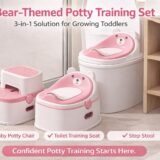 TINSY 3-in-1 Potty Seat | Trainer and Step Stool Combo | Removable Bowl | Anti-Tip Base | Multi-Stage Potty Solution | Portable Child Seat | Pink