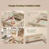 TINSY Large Fabric Playpen 180 x 200 cm for Toddlers & Kids up to 5 Years | Playard with Balls and 2 Grasp Rings | Safe Playard | Indoor Play Area | Zipper Access Entry | Mesh Ventilation | No Mat
