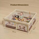 TINSY Large Fabric Playpen 180 x 200 cm for Toddlers & Kids up to 5 Years | Playard with Balls and 2 Grasp Rings | Safe Playard | Indoor Play Area | Zipper Access Entry | Mesh Ventilation | No Mat