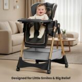 TINSY High Chair Polypropylene Safety Belt Secured Seat | Elevated Dining Support | Heavy-Duty Frame | Tray Lock System | Scratch-Resistant Finish | Boys & Girls 0-5 Years | Black
