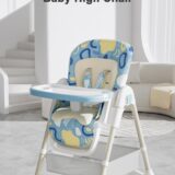 TINSY Baby Adjustable High Chair | Dual Tray System for Feeding | Anti-Slip Feet for Stability | Comfortable Cushion Seat | Boys and Girls