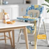 TINSY Baby Adjustable High Chair | Dual Tray System for Feeding | Anti-Slip Feet for Stability | Comfortable Cushion Seat | Boys and Girls