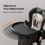 TINSY High Chair Polypropylene Safety Belt Secured Seat | Elevated Dining Support | Heavy-Duty Frame | Tray Lock System | Scratch-Resistant Finish | Boys & Girls 0-5 Years | Black