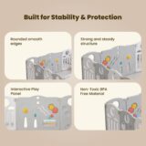 TINSY Foldable Baby Playpen for Kids & Toddlers up to 5 Years (150 × 150 cm, 14 Panels, ~25 Sqft) | Safety Gate Lock | Large Indoor Baby Play Yard / Activity Play Area | Sturdy Kids Safety Fence | No Mat
