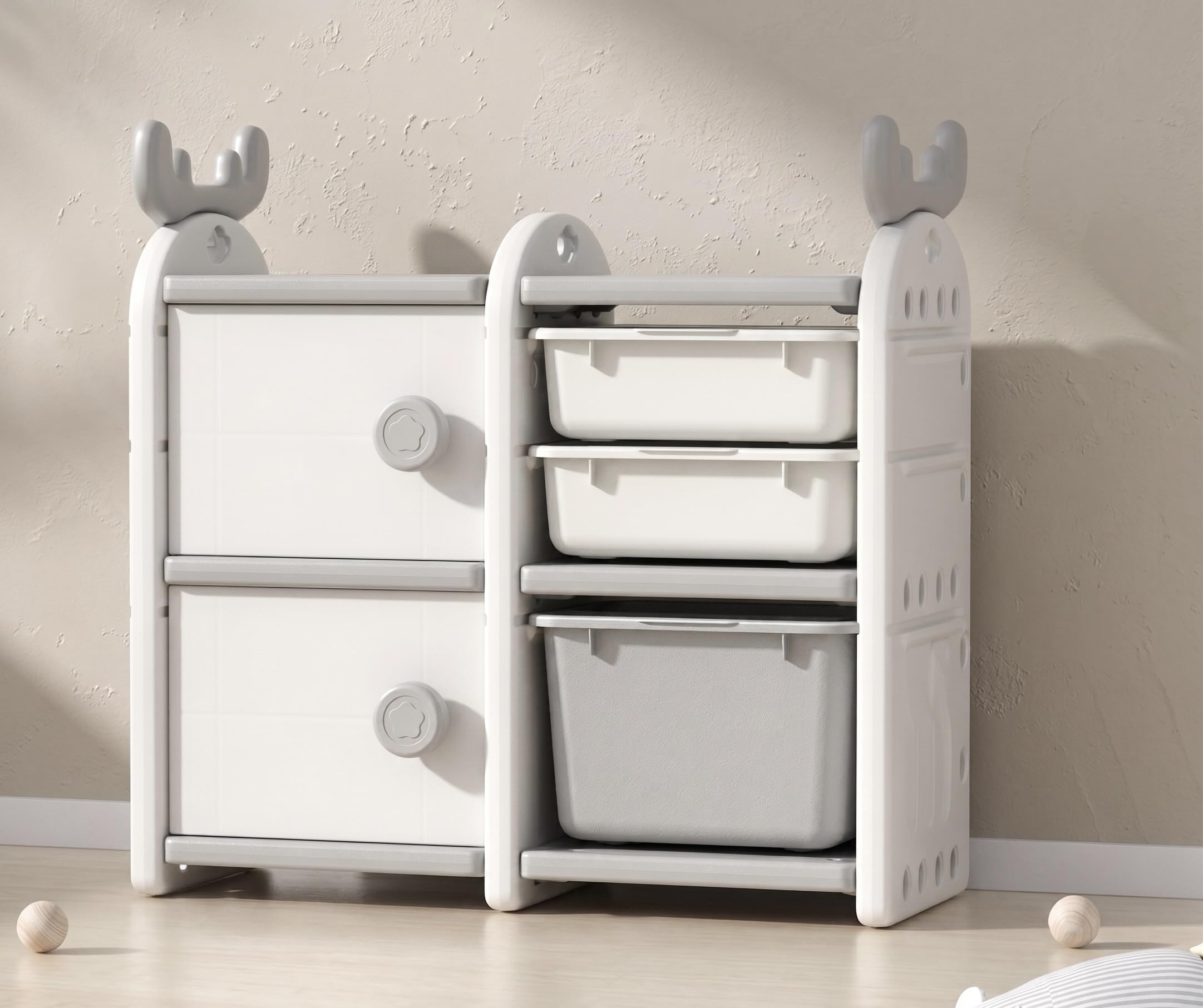 TINSY Kids Wardrobe with Side Shelves, Multi-Purpose Storage Cabinet for Clothes, Toys & Books, Open Organizer for Kids Room, Nursery & Bedroom, Space-Saving Kids Furniture TINSY Kids Wardrobe with Side Shelves, Multi-Purpose Storage Cabinet for Clothes, Toys & Books, Open Organizer for Kids Room, Nursery & Bedroom, Space-Saving Kids Furniture