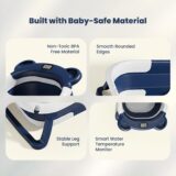 TINSY Foldable Baby Bath Tub | Polypropylene Infant Basin | Built-in Water Thermometer | Head Support Pillow | Anti-Slip Base | Portable Newborn Bath Container | Nursery Tub