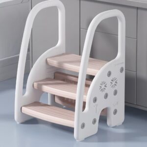 TINSY Kids Step Stool with Safety Handle | Multi-Purpose Toddler Step Ladder for Bathroom, Kitchen & Wash Basin | Anti-Slip Stable Stool for Kids Learning & Independence