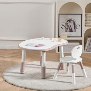 TINSY Compact Kids Study Desk Set | Space-Saving Design | Stable Seating | Durable Finish | Comfortable Chair | Protective Surface | Lightweight Mobility | Study Furniture | Pink