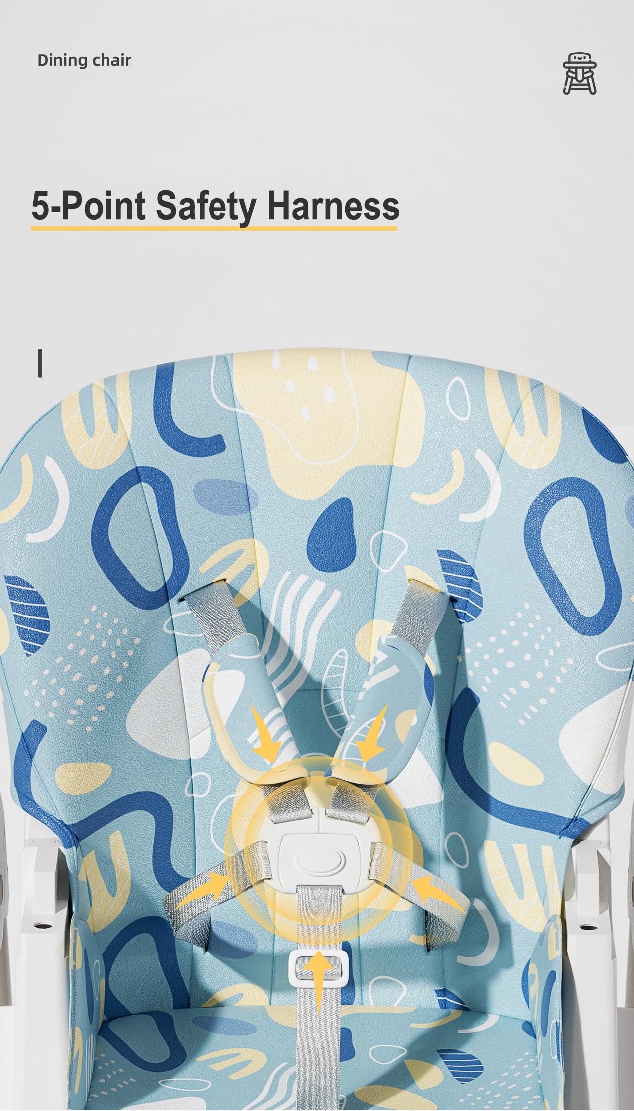 TINSY Baby Adjustable High Chair | Dual Tray System for Feeding | Anti-Slip Feet for Stability | Comfortable Cushion Seat | Boys and Girls