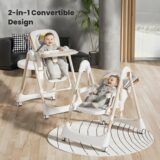 TINSY Feeding Chair Polypropylene Detachable Tray | Stable Foot Support | Compact Frame Layout | Smooth Edge Finish | Removable Tray Plate | Kids High Chair | Modern Finish | White