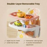 TINSY Baby High Chair | Safety Harness Belt | Detachable Feeding Tray | Wide Leg Support Frame | Toddler Dining Chair | 6 Months to 5 Years | Pink