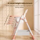 TINSY Baby High Chair | Safety Harness Belt | Detachable Feeding Tray | Wide Leg Support Frame | Toddler Dining Chair | 6 Months to 5 Years | Pink