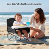 TINSY Foldable Baby Beach Chair | Lightweight Outdoor Seat | Stable Frame | Compact Foldable Design | Portable Kids Chair | Travel Friendly | Black