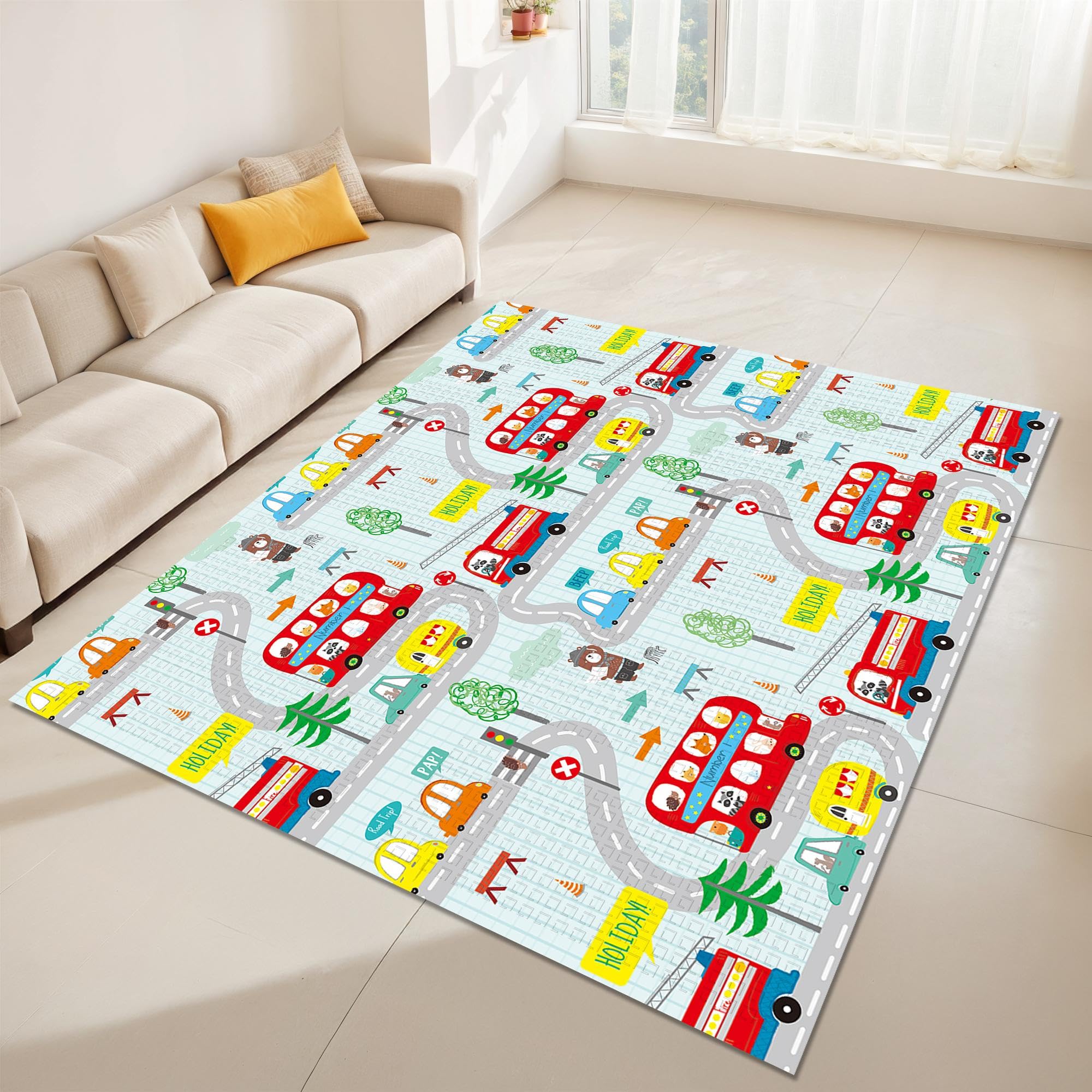 TINSY Extra Thick Baby Play Mat (0.8 cm & 1.0 cm) – 180 × 150 cm Reversible Foldable Foam Playmat, Non-Toxic Waterproof Crawling Mat, Anti-Slip Cushion Floor Mat for Babies & Toddlers