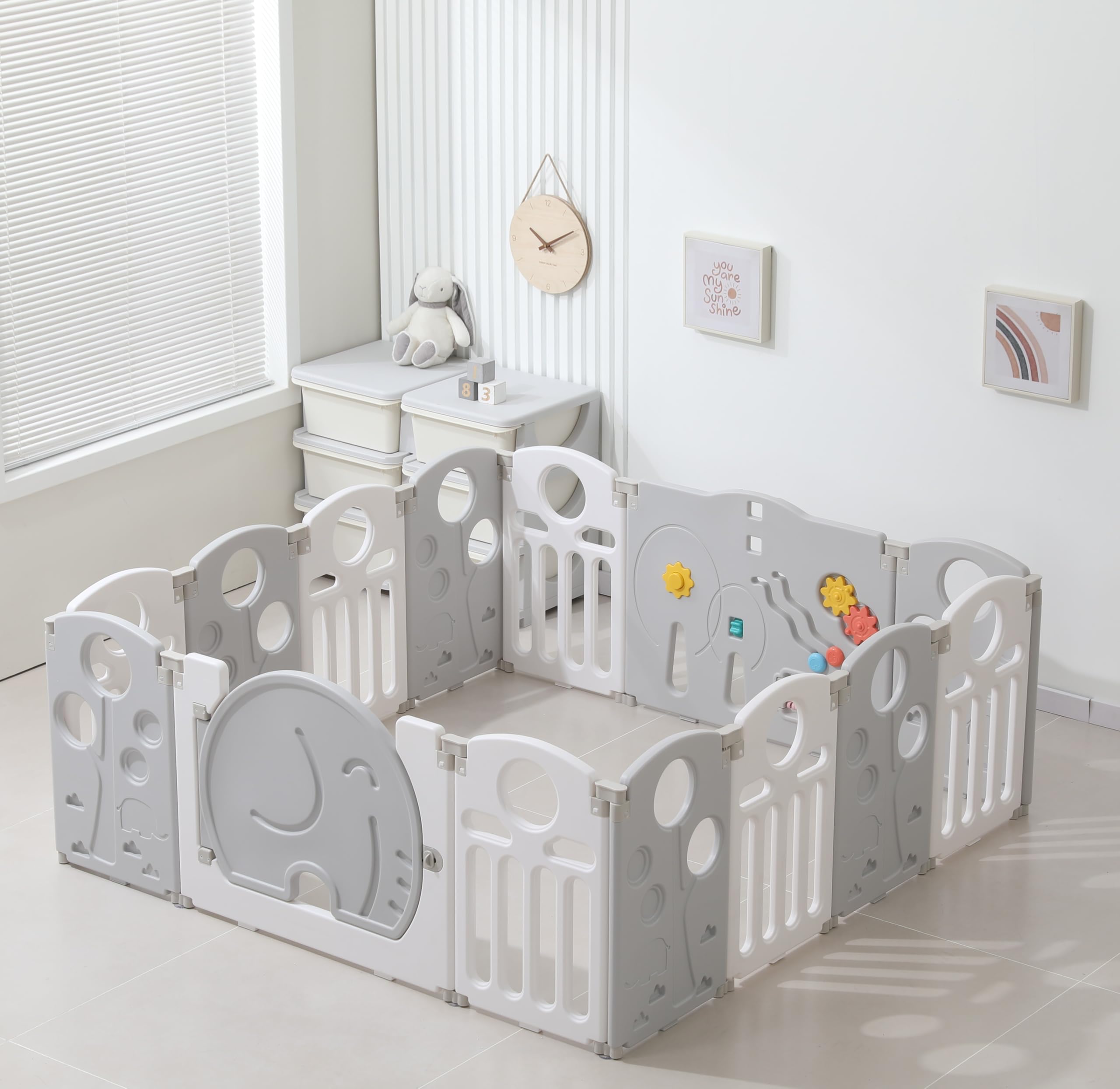 TINSY Foldable Baby Playpen for Kids & Toddlers up to 5 Years (150 × 150 cm, 14 Panels, ~25 Sqft) | Safety Gate Lock | Large Indoor Baby Play Yard / Activity Play Area | Sturdy Kids Safety Fence | No Mat TINSY Foldable Baby Playpen for Kids & Toddlers up to 5 Years (150 × 150 cm, 14 Panels, ~25 Sqft) | Safety Gate Lock | Large Indoor Baby Play Yard / Activity Play Area | Sturdy Kids Safety Fence | No Mat