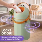 TINSY Diaper Disposal Bin | Polypropylene Nappy Waste Container | Odour Seal Lid | Removable Inner Pail | Baby Care Dustbin | Nursery Hygiene Bucket | Infant Waste Holder with Handle