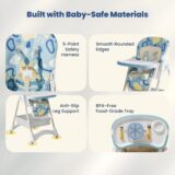 TINSY Baby Adjustable High Chair | Dual Tray System for Feeding | Anti-Slip Feet for Stability | Comfortable Cushion Seat | Boys and Girls