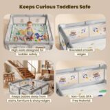 TINSY Fabric Playpen 150 x 180 cm for Toddlers & Kids up to 5 Years | Playard with Balls and 2 Grasp Rings | Compact Mesh Enclosure | Playard with Safety | Indoor Play Area | No Mat