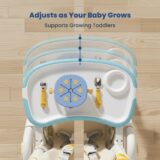TINSY Baby Adjustable High Chair | Dual Tray System for Feeding | Anti-Slip Feet for Stability | Comfortable Cushion Seat | Boys and Girls