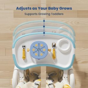 TINSY Baby Adjustable High Chair | Dual Tray System for Feeding | Anti-Slip Feet for Stability | Comfortable Cushion Seat | Boys and Girls