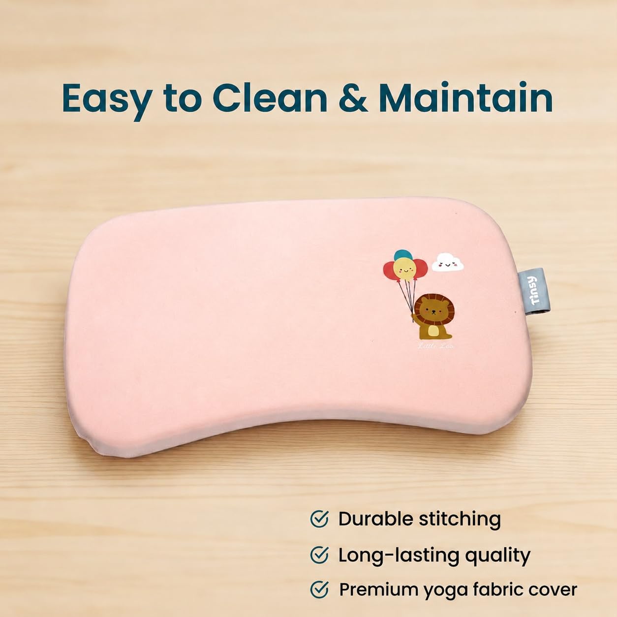 TINSY CloudSoft Baby & Toddler Memory Foam Pillow (Cotton Candy Pink), Thin Breathable (27Γ45Γ3 cm)