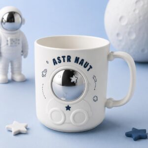 TINSY Astronaut Sipper Cup for Kids – Spill-Proof, BPA-Free, Cute Space Design, Easy Grip Training Cup for Toddlers & Babies (White)