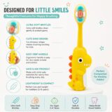 Tinsy Toddler Toothbrush with Travel Case – Cartoon Dinosaur Handle with Anti-Slip Grip, Extra-Soft Bristles for Gentle Cleaning & Sensitive Gums (Pastel Yellow & Seafoam Green) - Pack of 2