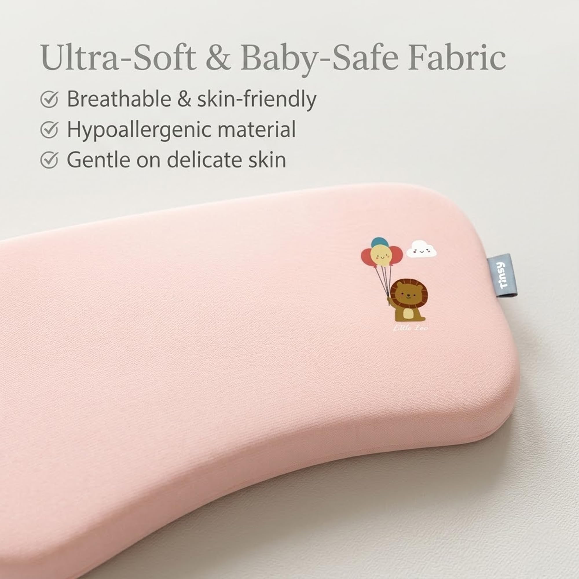 TINSY CloudSoft Baby & Toddler Memory Foam Pillow (Cotton Candy Pink), Thin Breathable (27Γ45Γ3 cm)