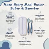 Tinsy Soft Silicone Baby Spoon and Fork Set with Travel Case