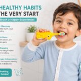 Tinsy Toddler Toothbrush with Travel Case – Cartoon Dinosaur Handle with Anti-Slip Grip, Extra-Soft Bristles for Gentle Cleaning & Sensitive Gums (Pastel Yellow & Seafoam Green) - Pack of 2