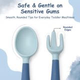 Tinsy Soft Silicone Baby Spoon and Fork Set with Travel Case