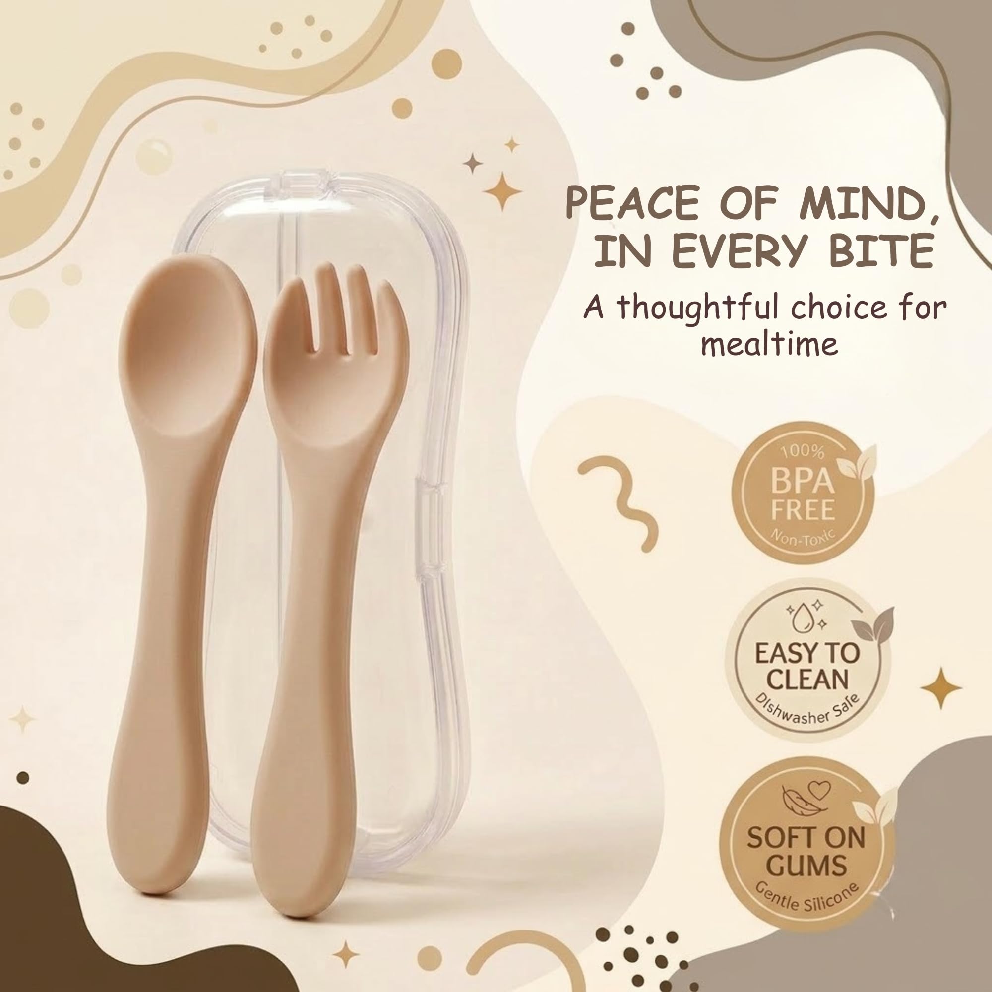 Tinsy Stainless Steel Baby Spoon and Fork Set with Travel Case