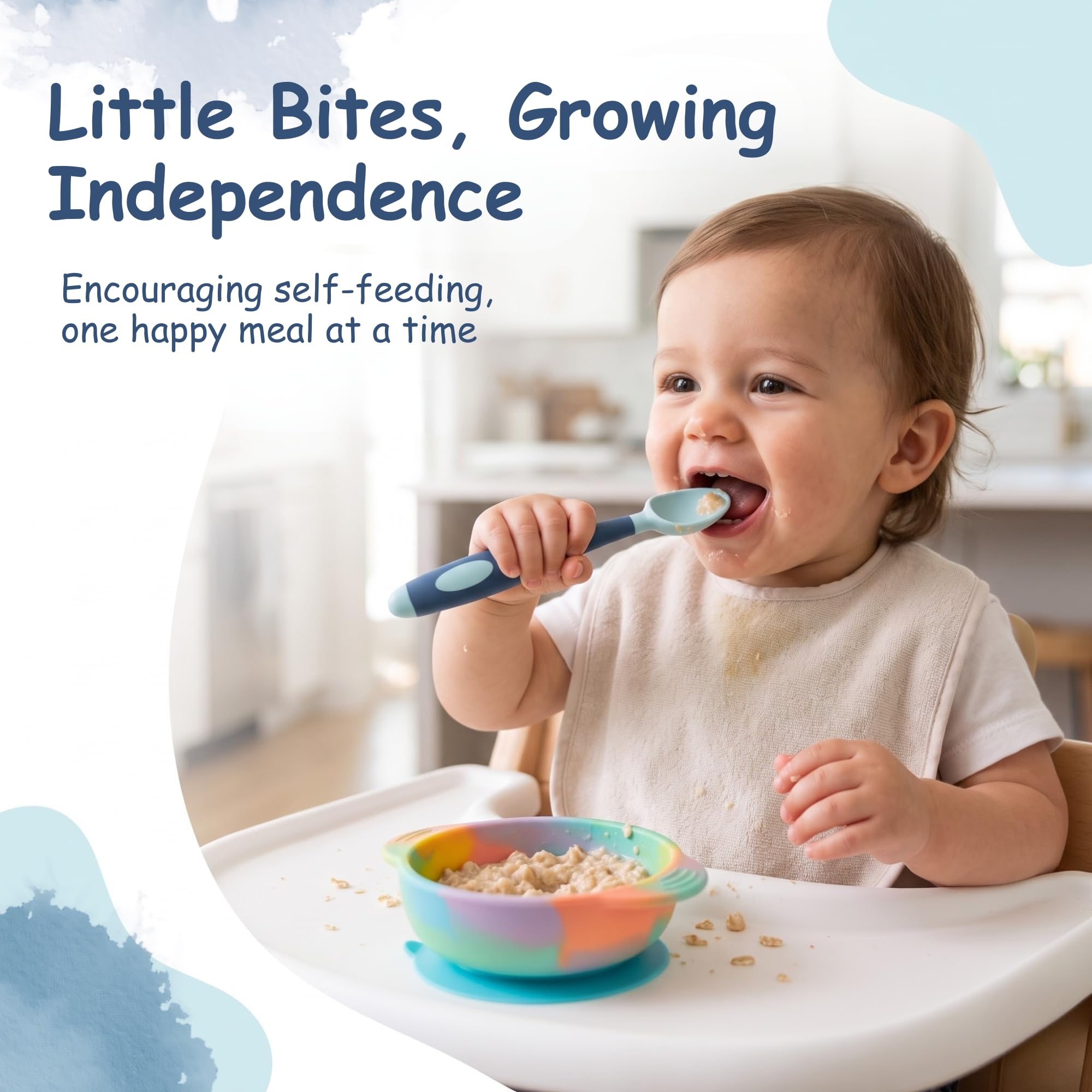 Tinsy Soft Silicone Baby Spoon and Fork Set with Travel Case