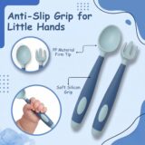 Tinsy Soft Silicone Baby Spoon and Fork Set with Travel Case