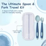 Tinsy Soft Silicone Baby Spoon and Fork Set with Travel Case