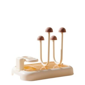 TINSY Baby Bottle Drying Rack | Countertop Drying Stand for Baby Feeding Bottles Nipples Cups Accessories and Pump Parts | Space Saving Kitchen Organizer | Green