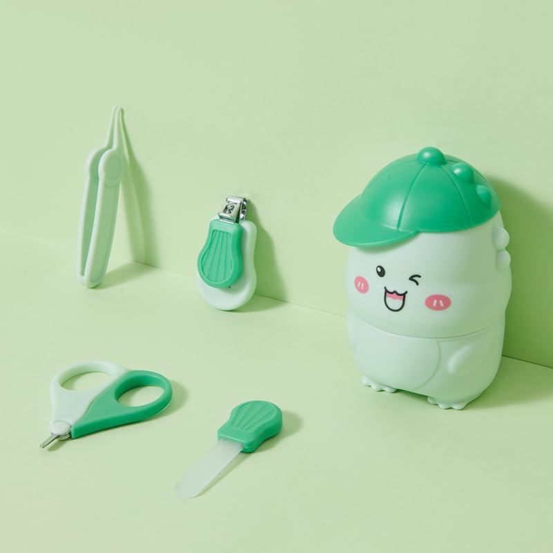 TINSY Newborn Care Kit | Baby Grooming Essentials with Nail Care Accessories Storage Case and Daily Hygiene Tools | Infant Home Nursery Travel Care Set | Green Tinsy Newborn Care Kit with Storage Case
