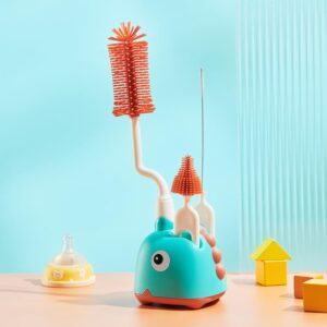 TINSY Baby Bottle Cleaning Brush with Holder| Nylon Bristle Bottle Cleaner for Feeding Bottles | Long Handle Cleaning Brush for Baby Bottles Nipples and Accessories | Yellow