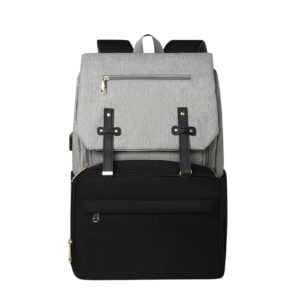 TINSY Baby Diaper Backpack | Multi Pocket Maternity Nappy Bag with Insulated Bottle Holders | Waterproof Travel Organizer for Baby Essentials | White & Grey