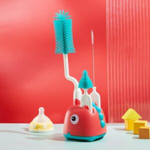 TINSY Baby Bottle Cleaning Brush with Holder| Nylon Bristle Bottle Cleaner for Feeding Bottles | Long Handle Cleaning Brush for Baby Bottles Nipples and Accessories | Yellow